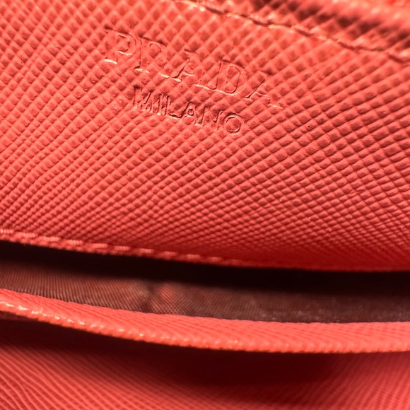 Prada Pink Saffiano Leather Bow Zip Around Continental Wallet - Picture 10 of 10